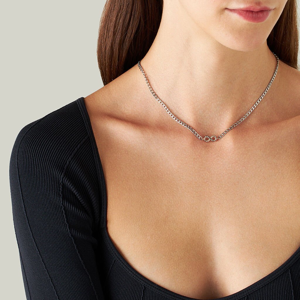 Collana Lady Chic Acciaio Bicolore Bianco / Rosa Cristallo - Collane Donna | Stroili