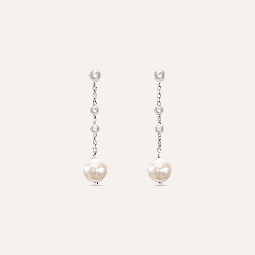 Orecchini pendenti con tripla perla in argento sterling