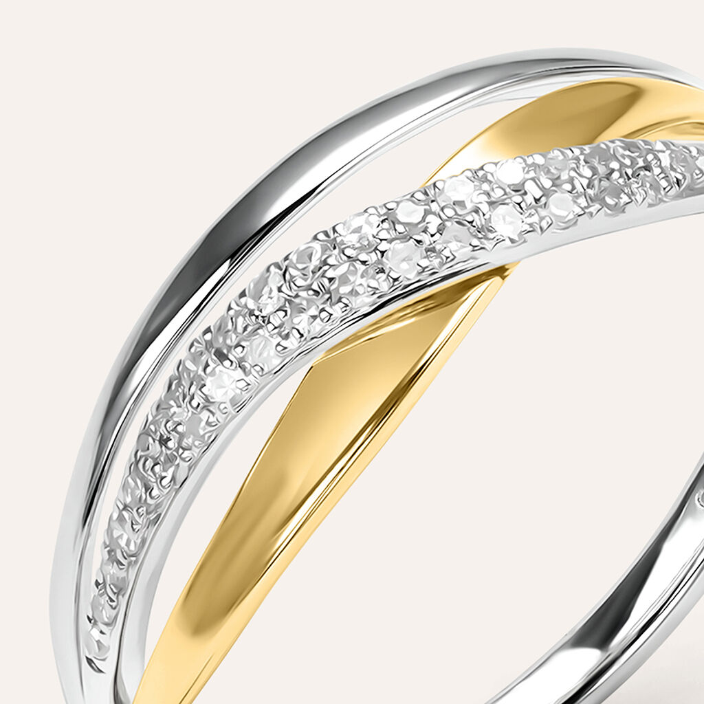 Anello Fascia Sophia Oro Bicolore Diamante - Anelli a Fascia Larga Donna | Stroili