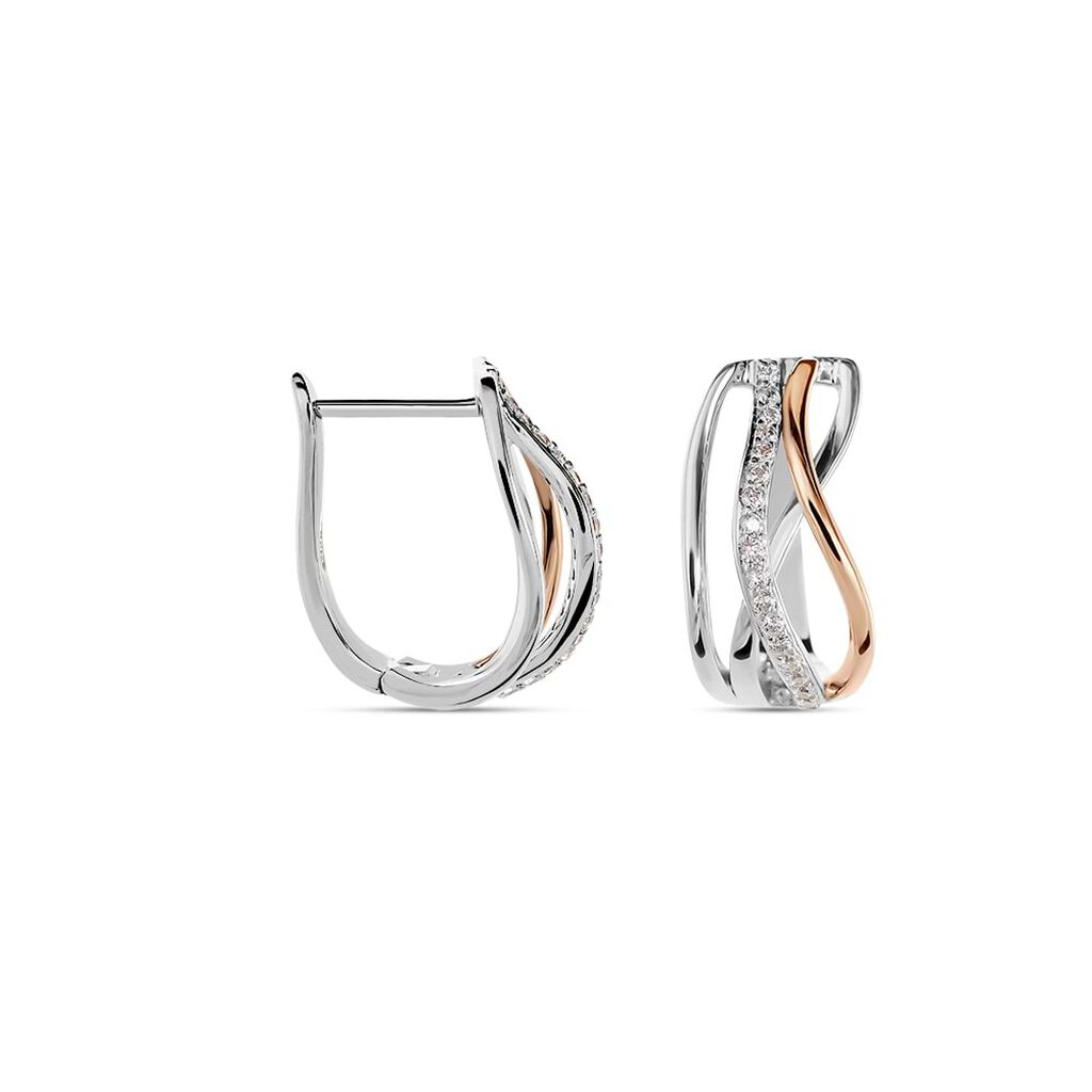 Orecchini Lobo Silver Shine Argento Bicolore Bianco / Rosa Cubic Zirconia - Orecchini a Lobo Donna | Stroili