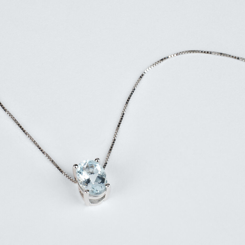 Collana Punto Luce Acquamarina Oro Bianco Acquamarina