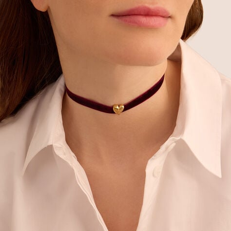 Choker Cuore Radiance Velluto Burgundy Acciaio Dorato - Collane Choker Donna | Stroili