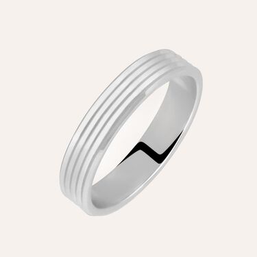 Fede Classica Lavorata 4 mm Oro Bianco