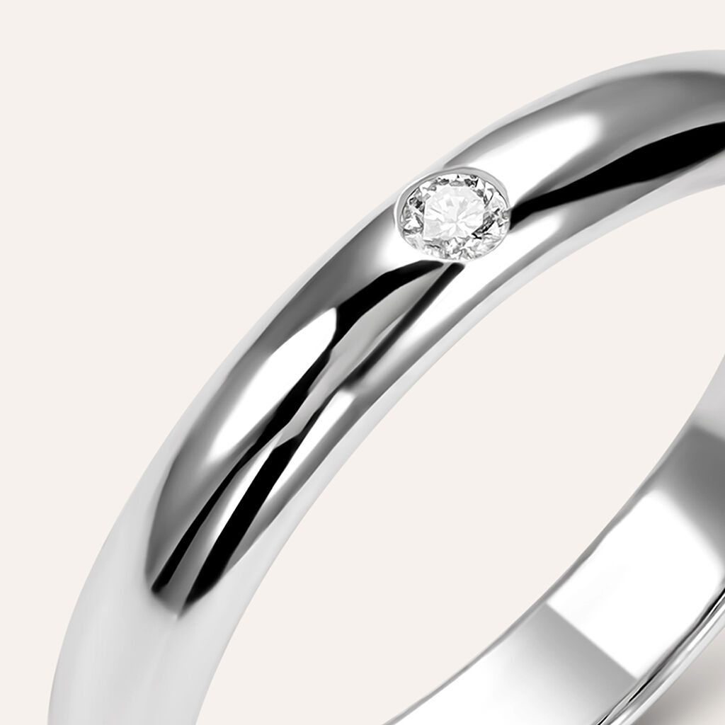 Fede Classica Leggera 3.2 mm Oro Bianco Diamante - Anelli con Incisione Unisex | Stroili