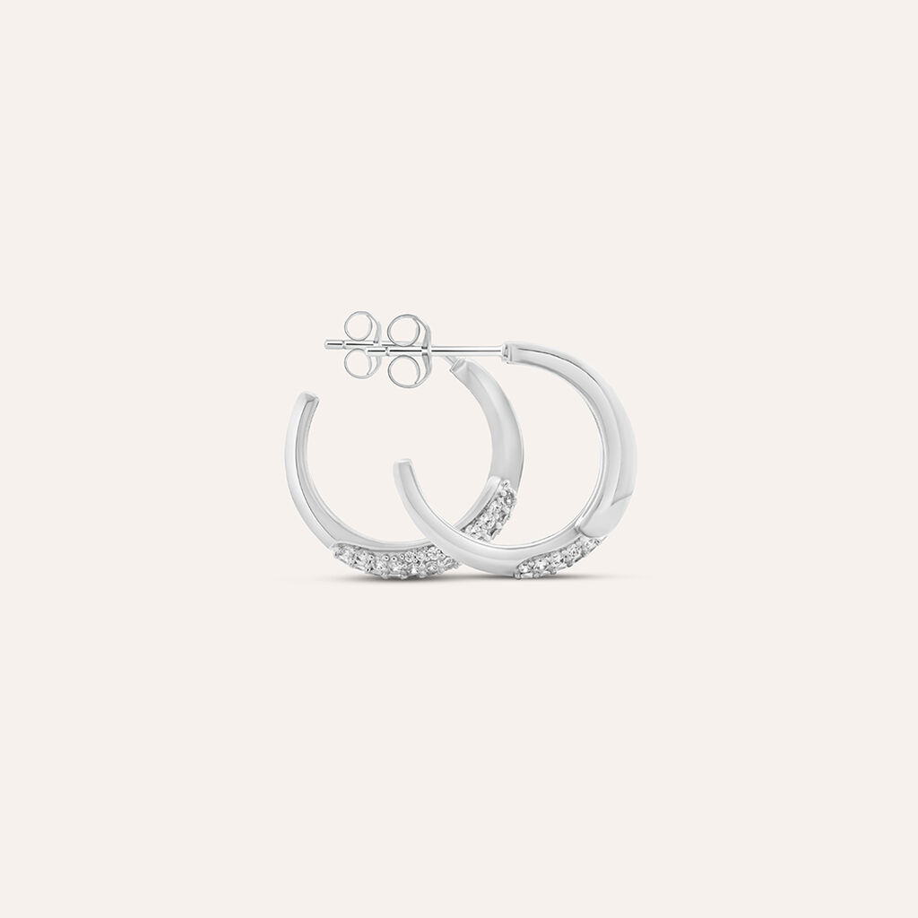 Orecchini A Cerchio Silver Shine Argento Rodiato Cubic Zirconia - Orecchini a Cerchio Donna | Stroili