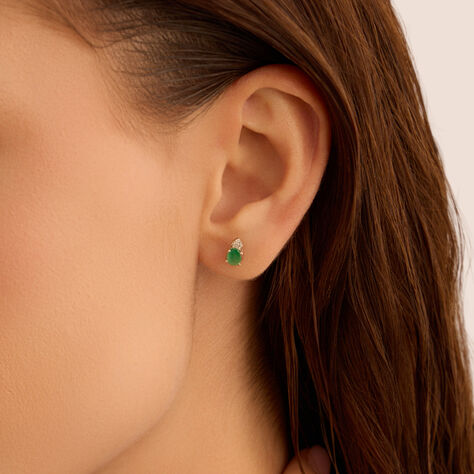 Orecchini Lobo Punto Luce Elizabeth Crown Oro Bianco Smeraldo Diamante - Orecchini a Lobo Donna | Stroili