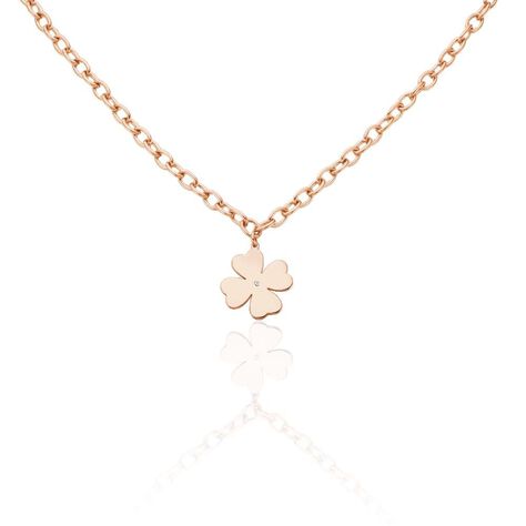 Collana in acciaio rosato e strass con pendente Quadrifoglio - Collane Donna | Stroili
