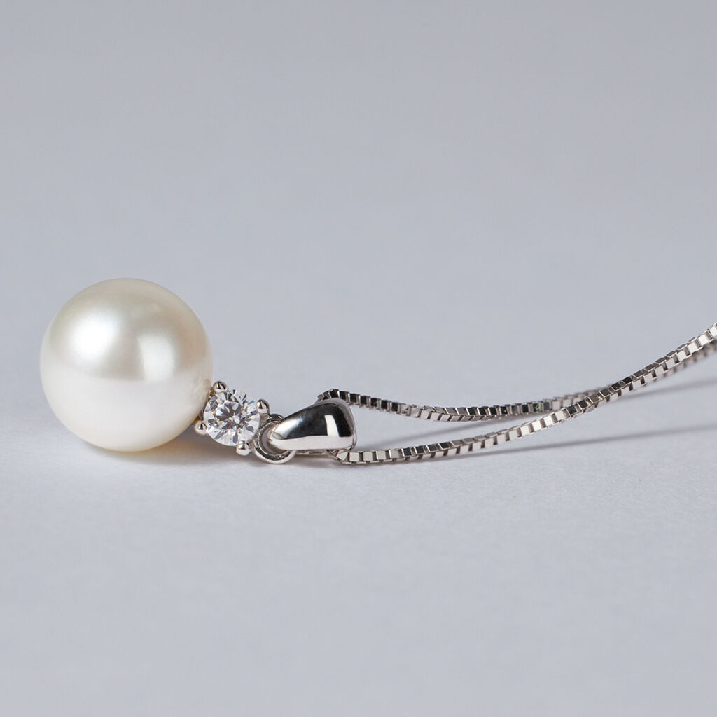 Collana Gabrielle Oro Bianco Perla D'Acqua Dolce Cubic Zirconia - Collane Donna | Stroili