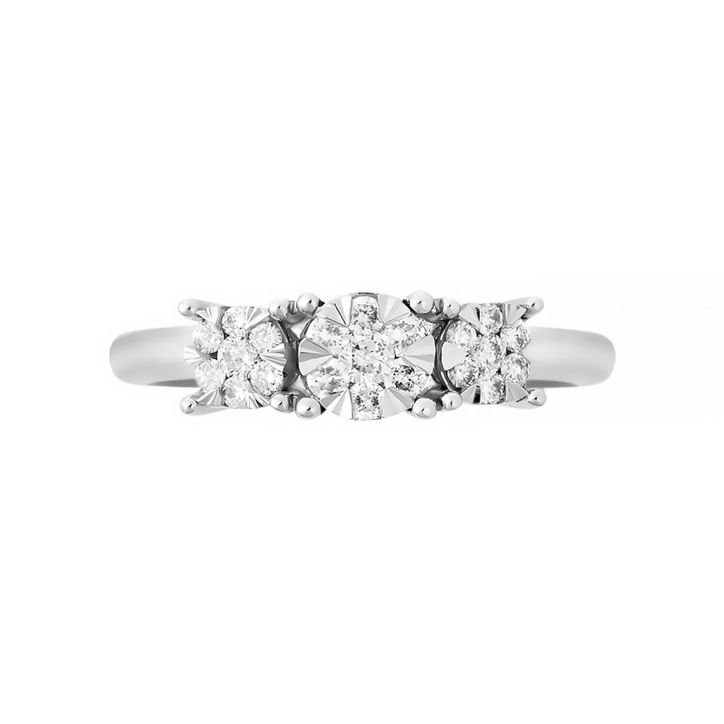 Anello Trilogy Petali Oro Bianco E Diamanti - Anelli con Pietre Donna | Stroili