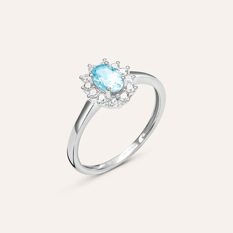 Anello Solitario Kate Jasmine Oro Bianco Acquamarina Diamante - Anelli con Pietre Donna | Stroili