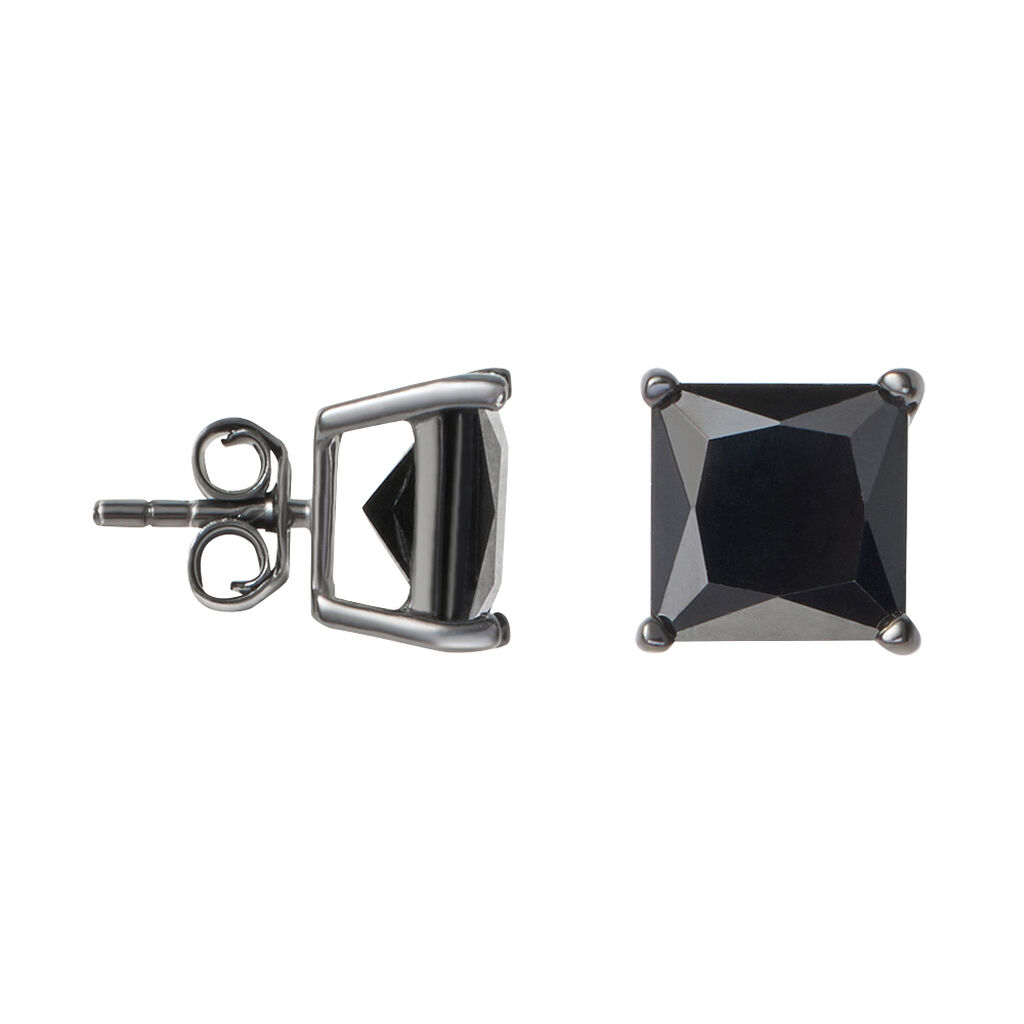 Orecchini Lobo Punto Luce Gentleman Argento Nero Cubic Zirconia - Orecchini a Lobo Uomo | Stroili