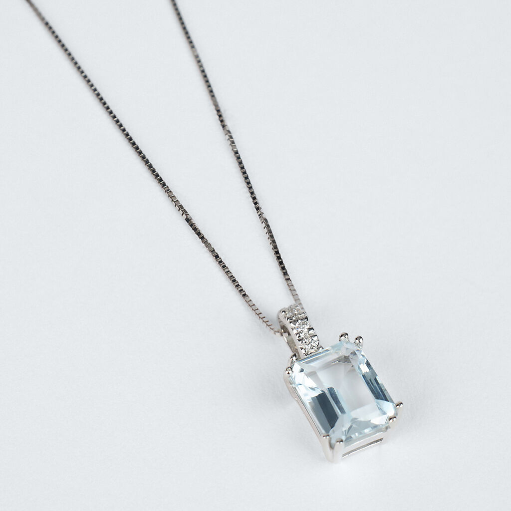 Collana Acquamarina Oro Bianco Acquamarina Diamante