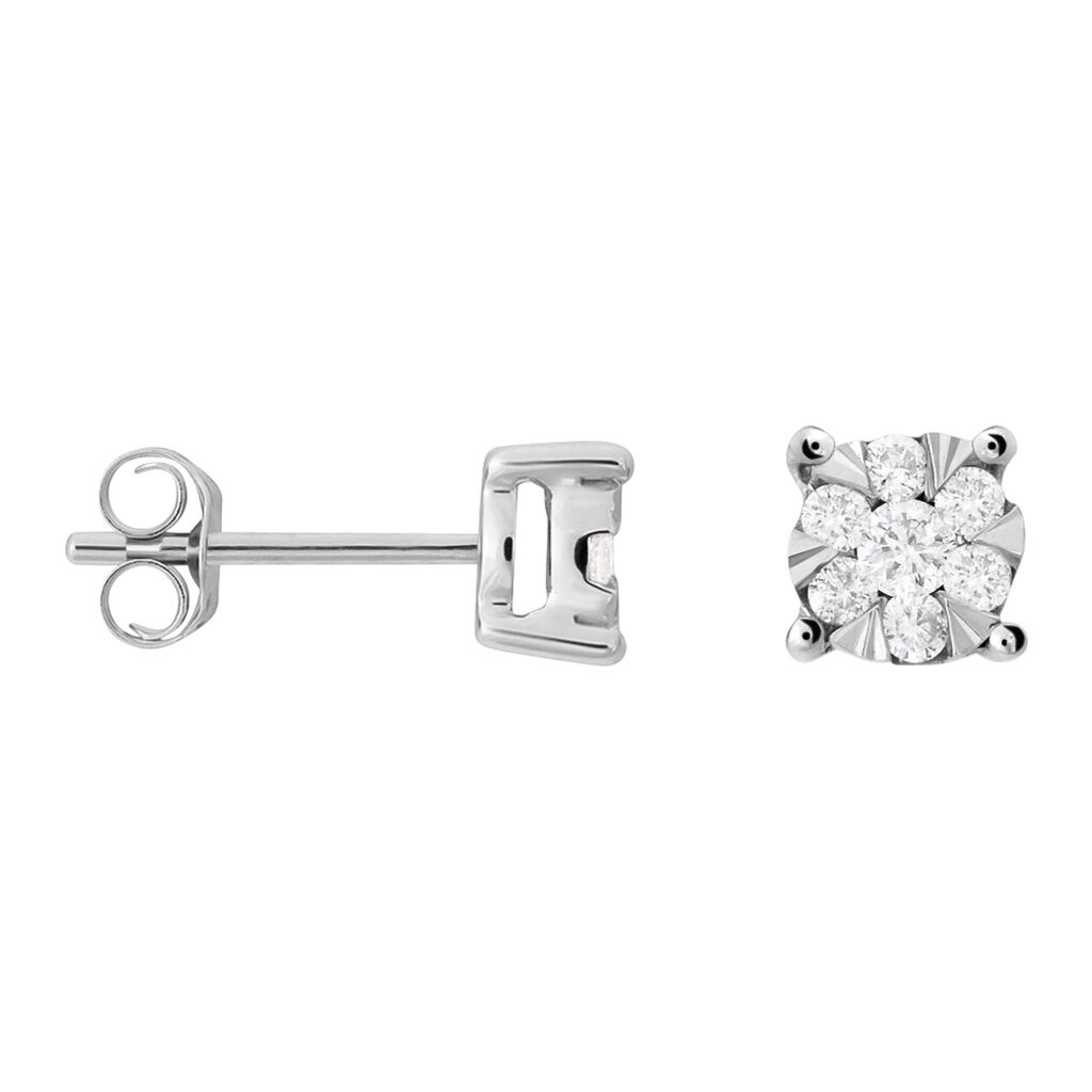 Orecchini Lobo Punto Luce Petali Oro Bianco Diamante - Orecchini a Lobo Donna | Stroili