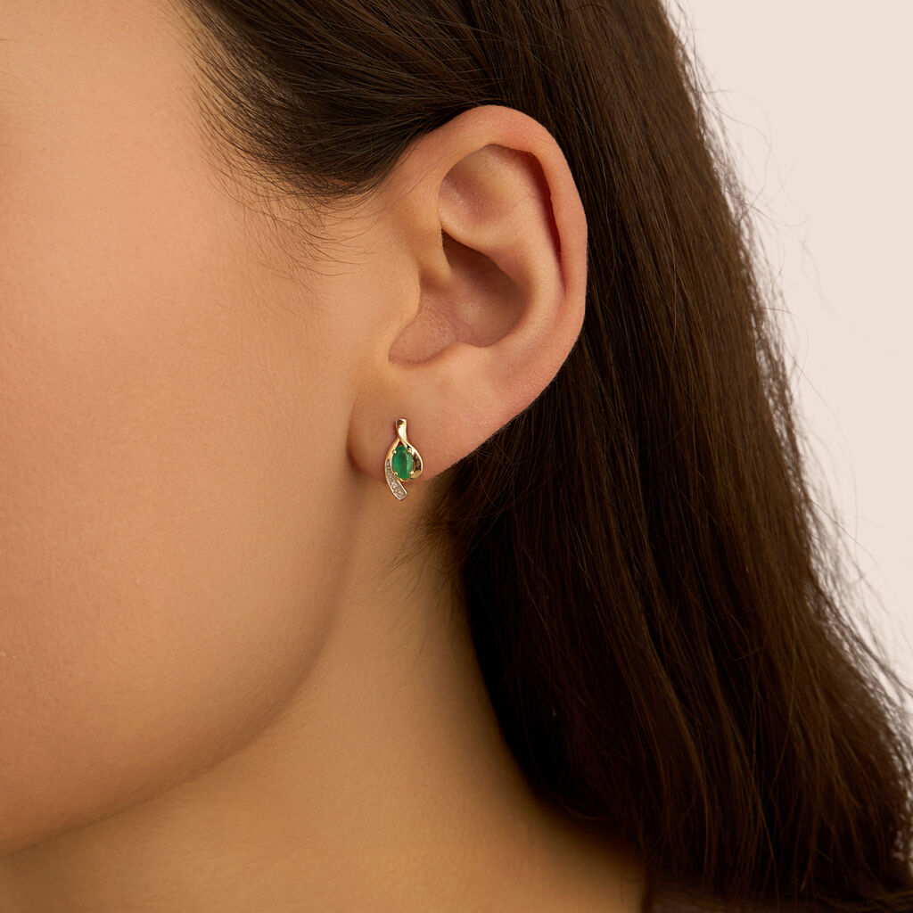 Orecchini Lobo Charlotte Oro Bicolore Smeraldo Diamante