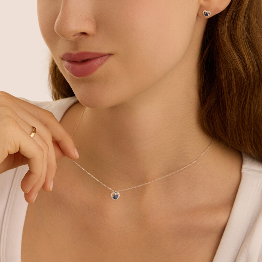 Orecchini Lobo Charlotte Oro Bianco Zaffiro Diamante