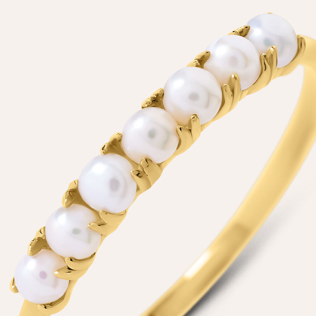 Anello Riviere Gabrielle Oro Giallo Perla D'Acqua Dolce