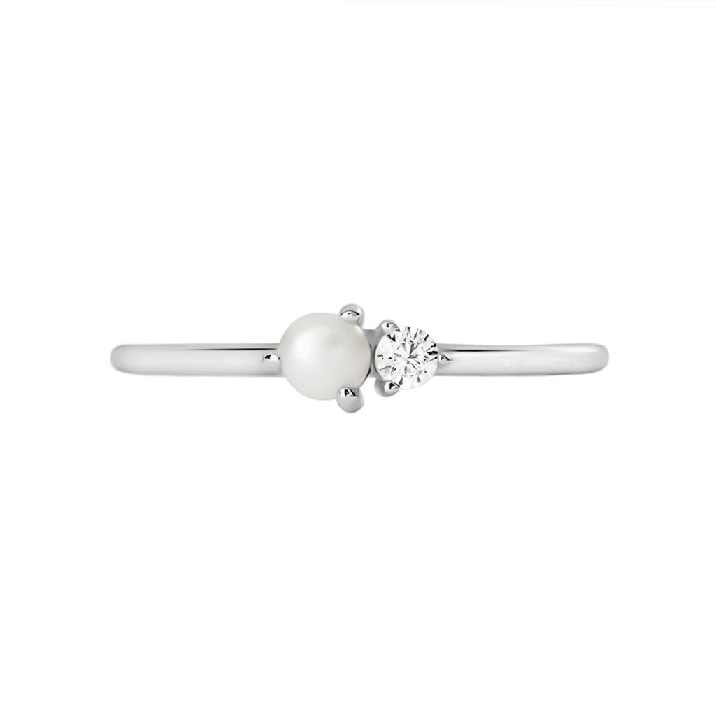 Anello Bilogy Silver Pearls Argento Rodiato Perla sintetica Cubic Zirconia - Anelli con Pietre Donna | Stroili