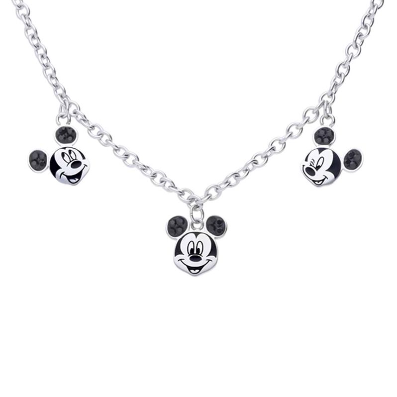 Collana in acciaio con 3 ciondoli Topolino e strass neri - Collane Donna | Stroili