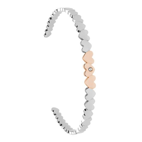 Bangle Lady Chic Acciaio Bicolore Bianco / Rosa Cristallo - Bracciali Rigidi Donna | Stroili