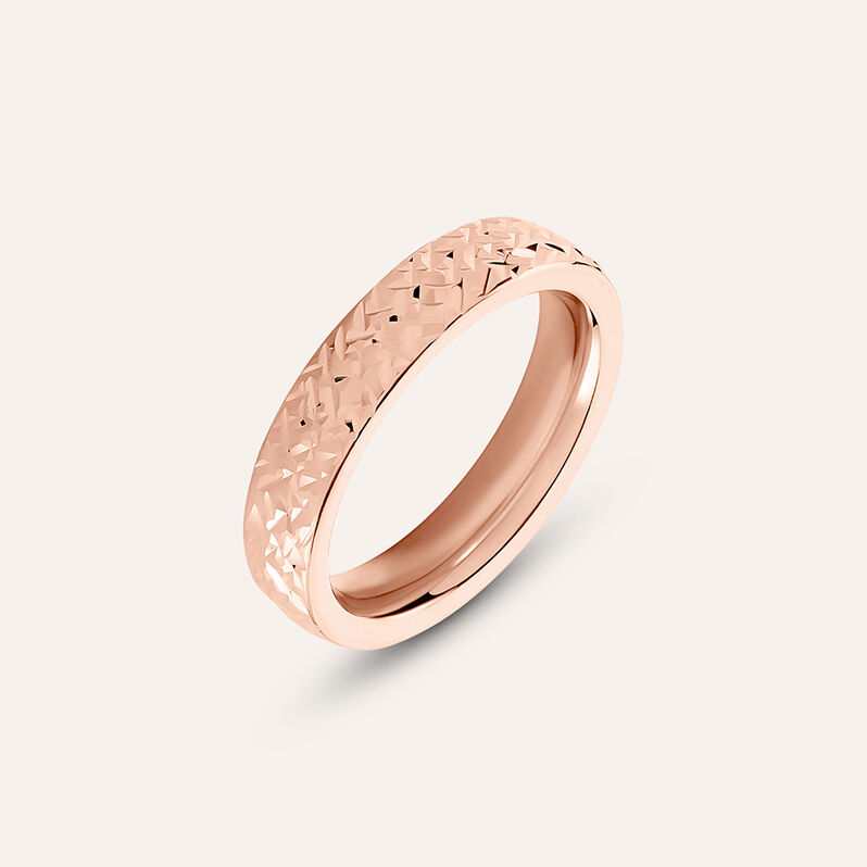 Fede Comoda Leggera Squadrata 4 mm Oro Rosa - Anelli con Incisione Donna | Stroili