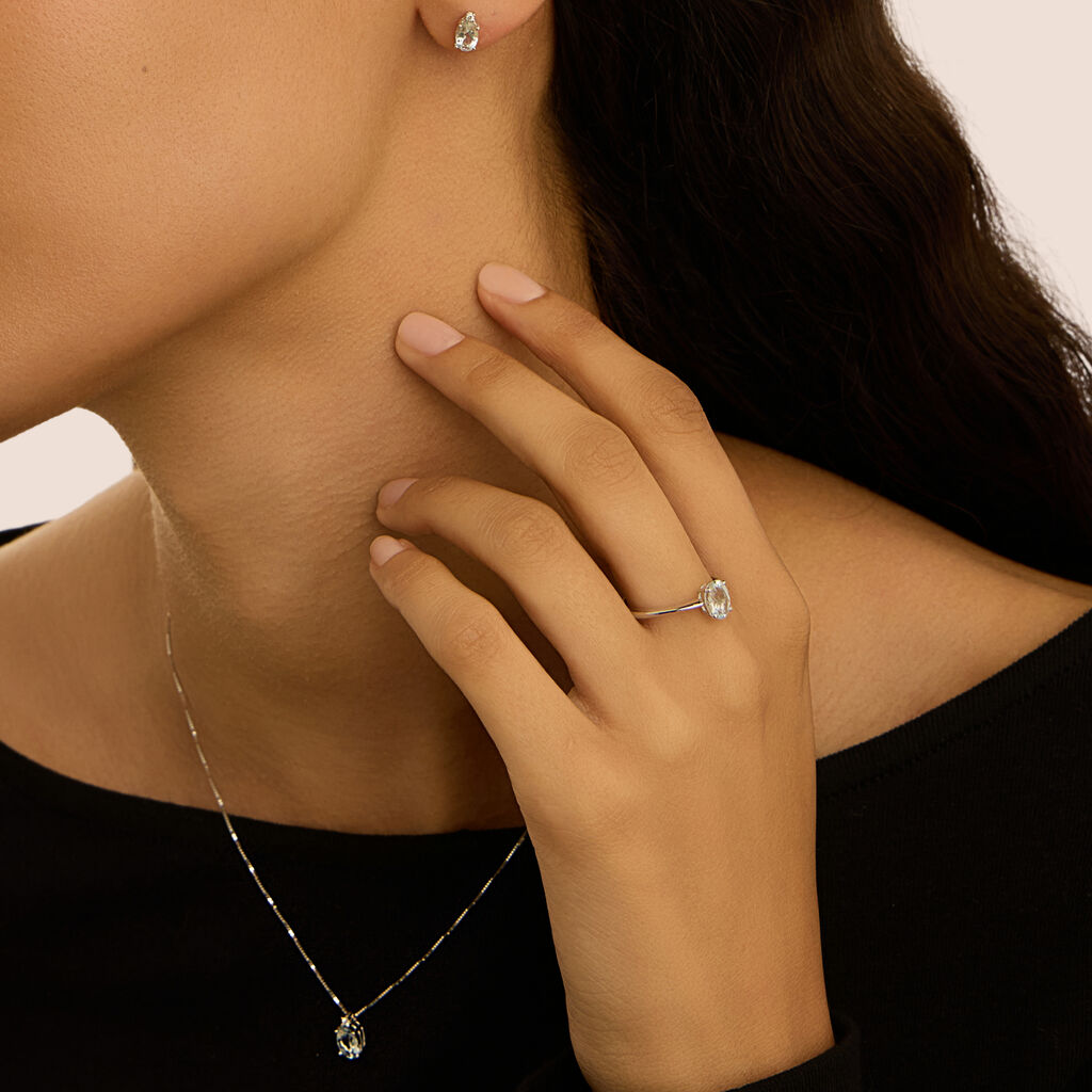 Collana Acquamarina Oro Bianco Acquamarina Diamante