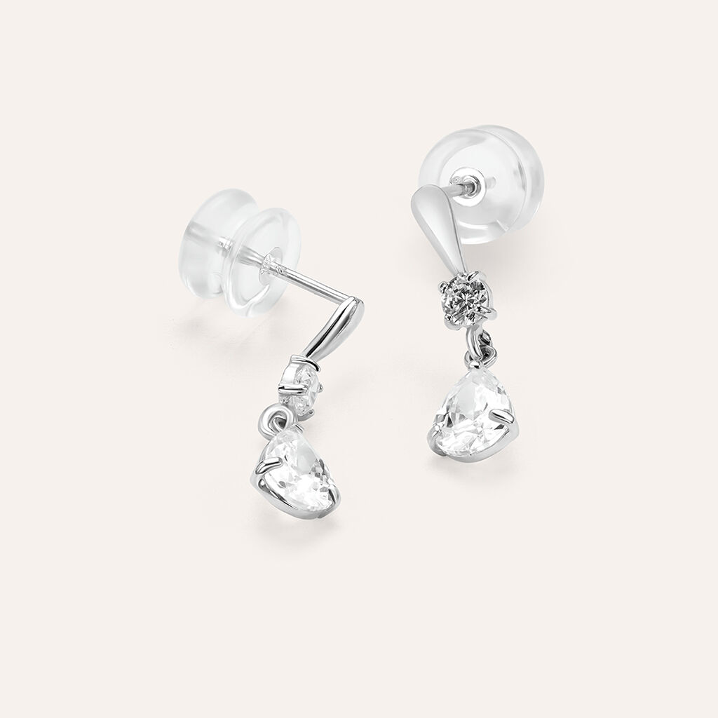 Orecchini Lobo Bon Ton Oro Bianco Cubic Zirconia - Orecchini a Lobo Donna | Stroili