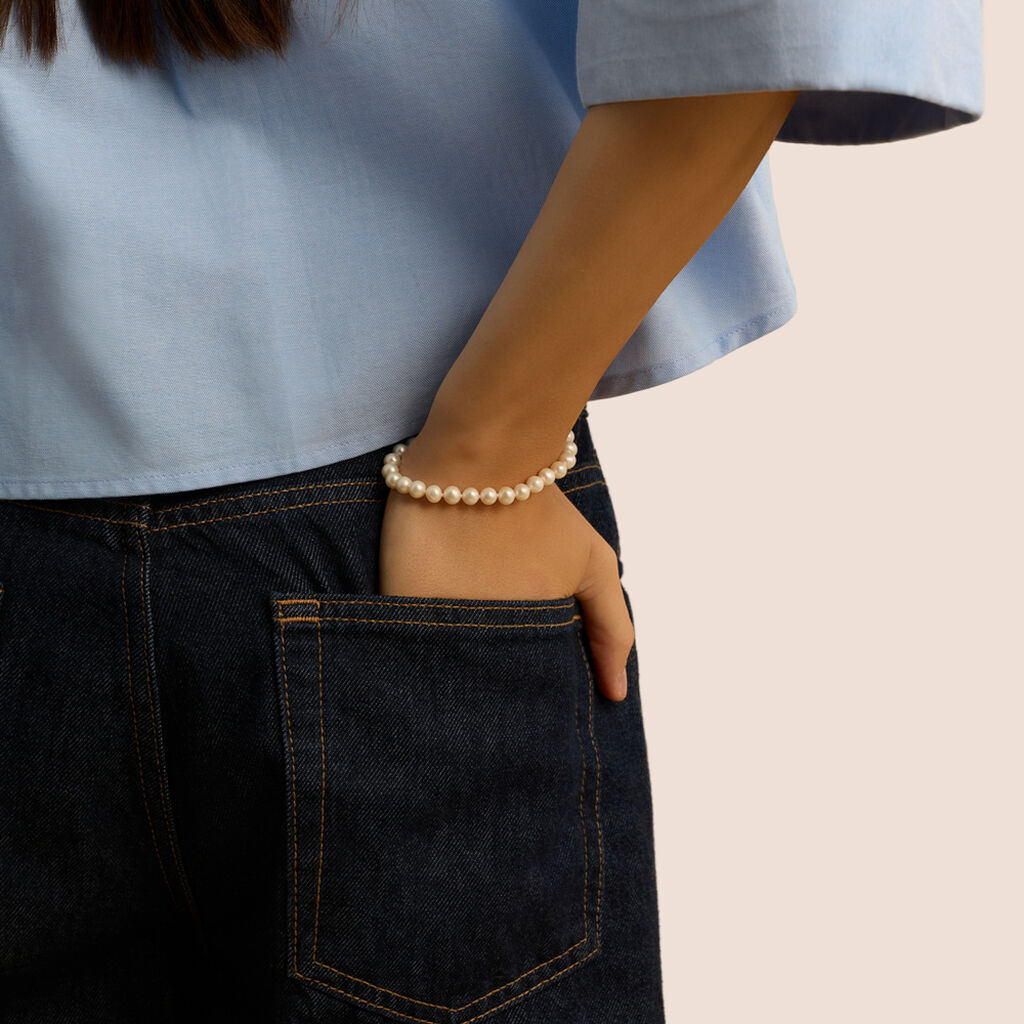 Bracciale Gabrielle Oro Bianco Perla D'Acqua Dolce