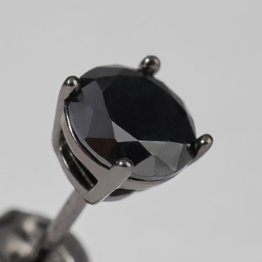 Mono Orecchino Lobo Punto Luce Gentleman Argento Nero Cubic Zirconia