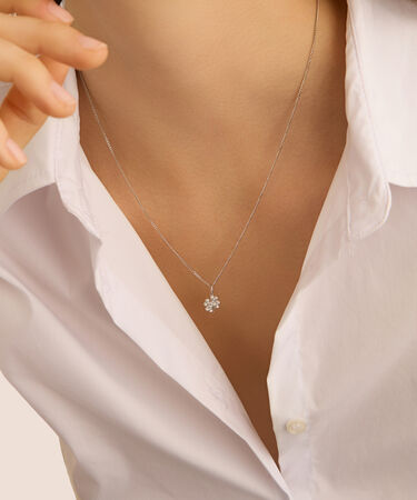 Pendente Po&egrave;me Oro Bianco Cubic Zirconia
