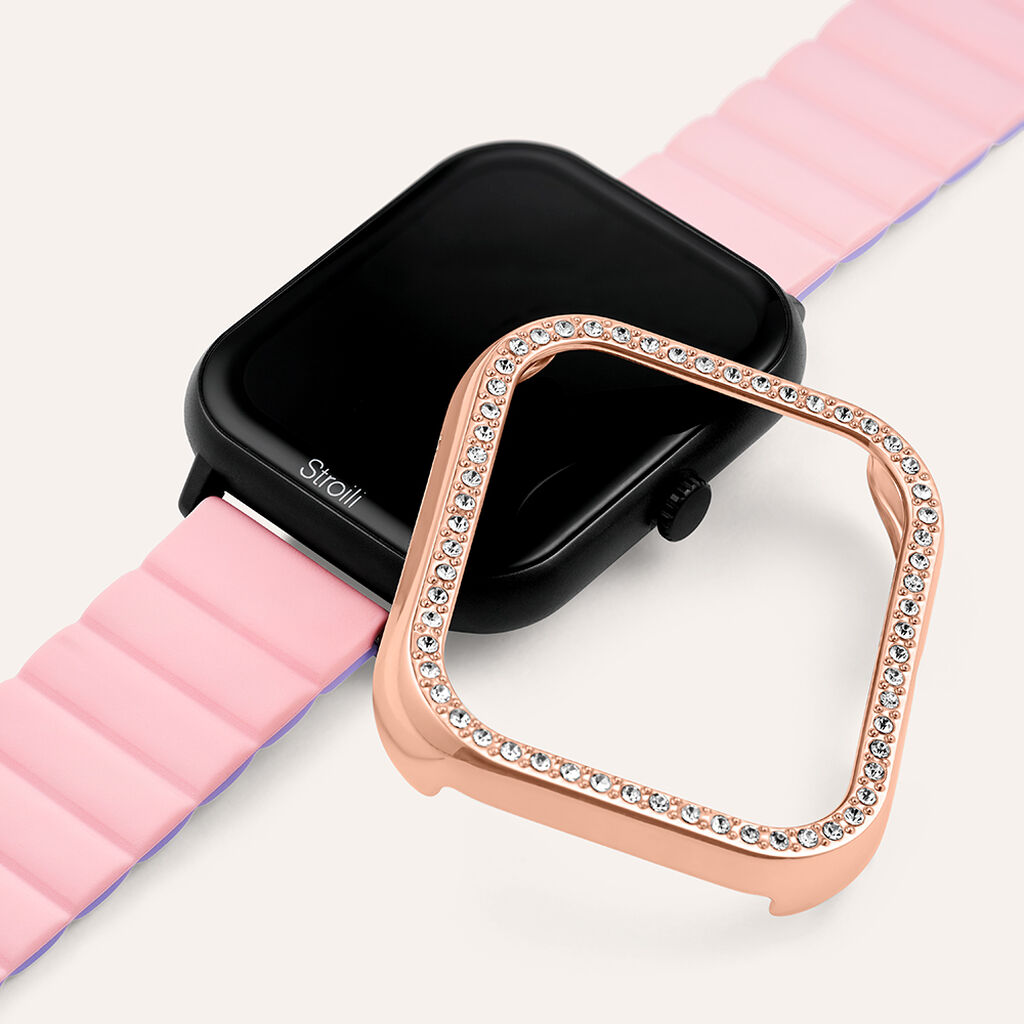 Cover in Plastica Rosata con Cristalli Bianchi Compatibile con Stroili Smartwatch Square - Stroili Donna | Stroili