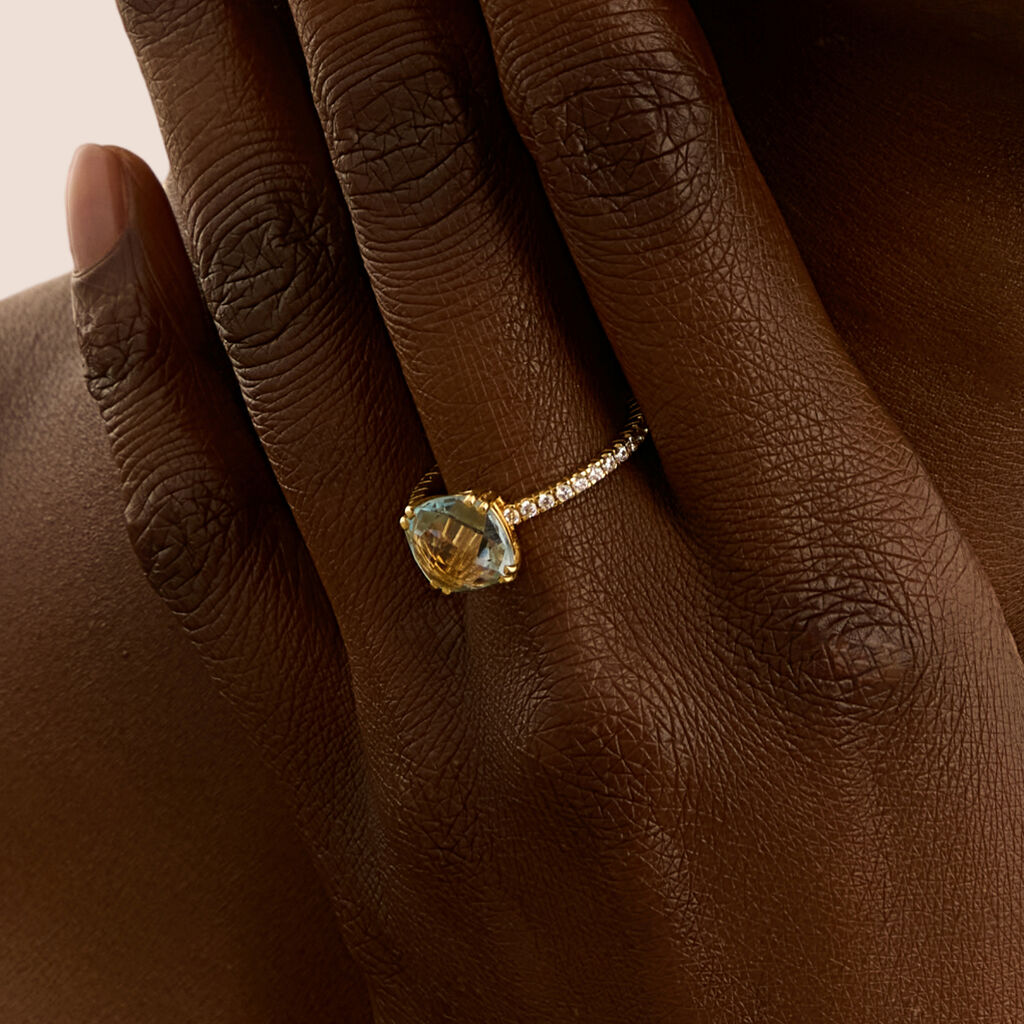 Anello Solitario Amélie Oro Giallo Topazio Cubic Zirconia