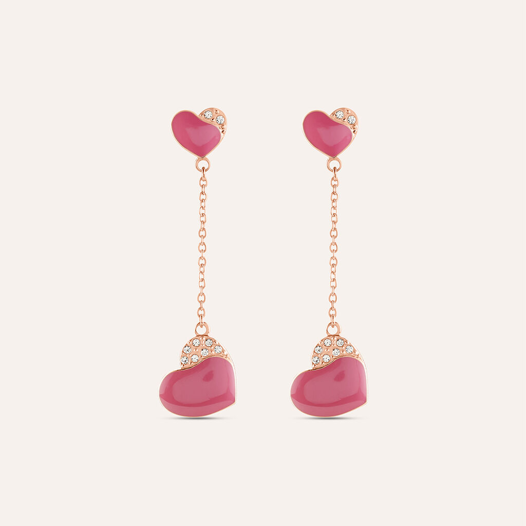 Orecchini Pendenti Lady Sweet Acciaio Rosa Cristallo - Orecchini Pendenti Donna | Stroili