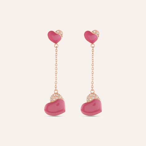 Orecchini Pendenti Lady Sweet Acciaio Rosa Cristallo - Orecchini Pendenti Donna | Stroili