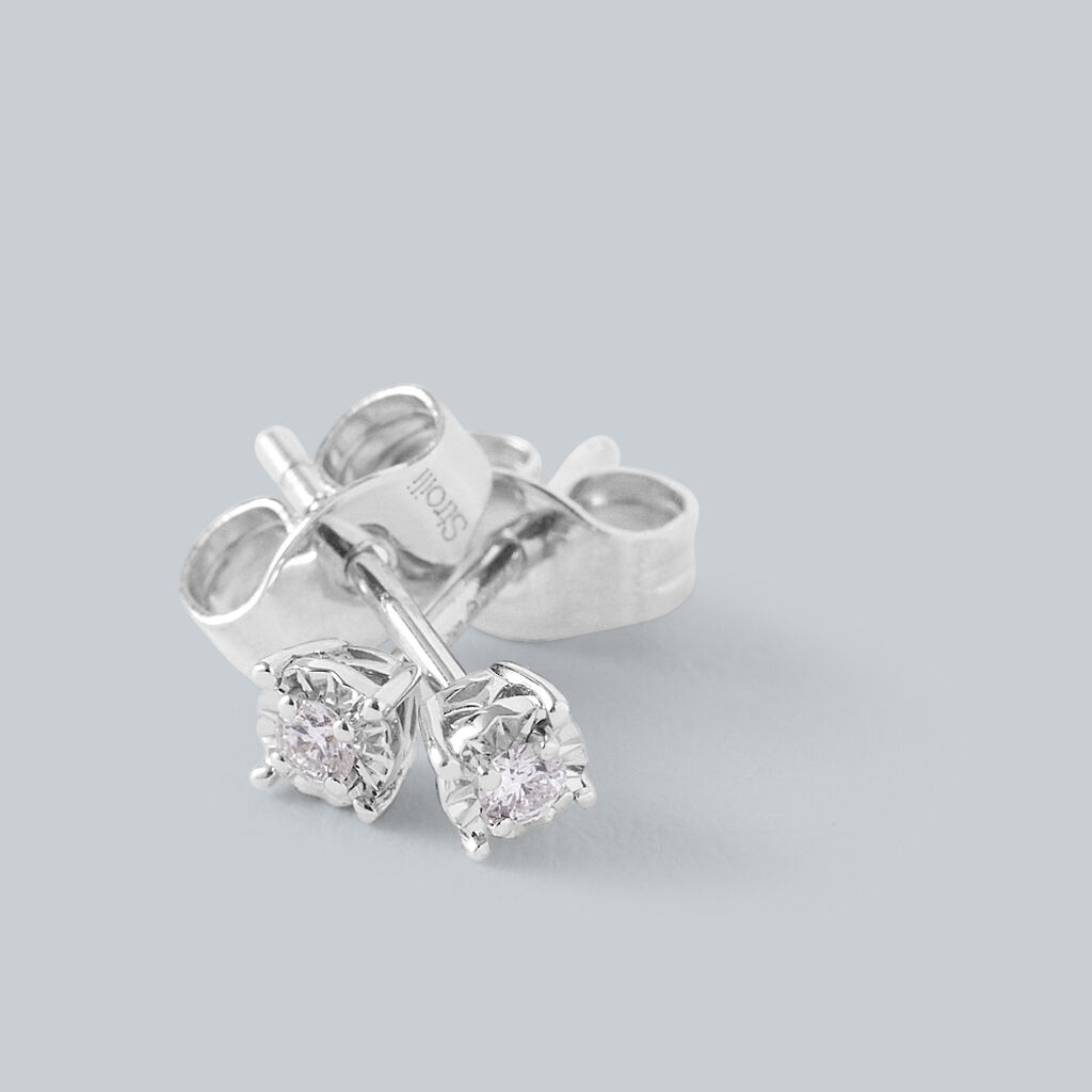 Orecchini Lobo Punto Luce Diamotion Oro Bianco Diamante - Orecchini a Lobo Donna | Stroili