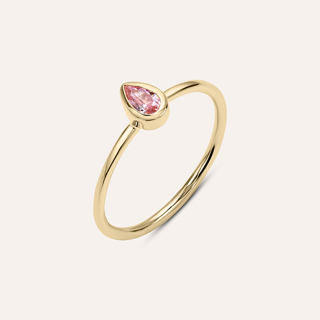 Anello Solitario Golden Dream Placcato Oro Giallo Cristallo