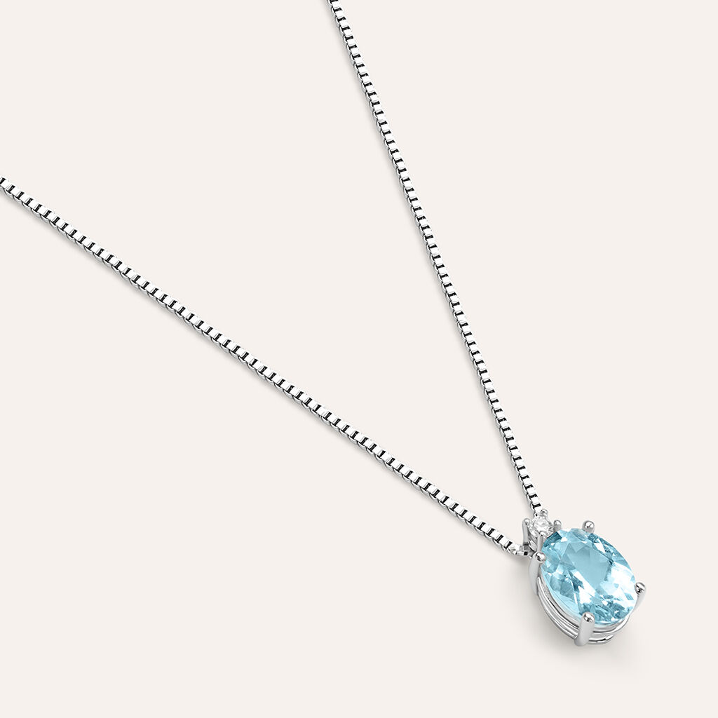 Collana Acquamarina Oro Bianco Acquamarina Diamante - Gioielli Donna | Stroili