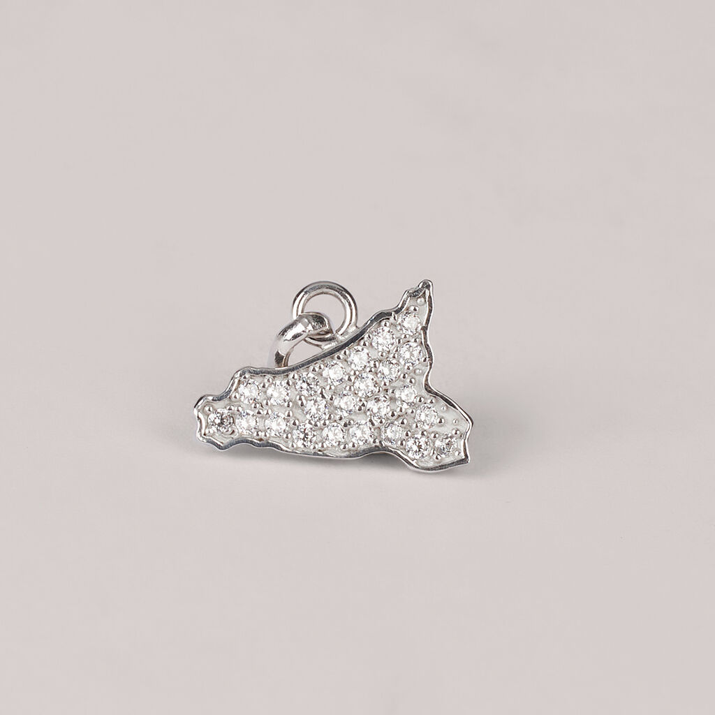 Pendente Saluti&Baci Sicilia Love Beats Argento Rodiato Cubic Zirconia