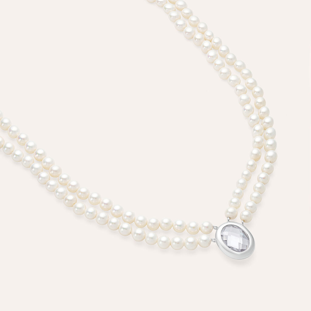 Collana Silver Pearls Argento Rodiato Perla sintentica Cubic Zirconia - Collane Donna | Stroili