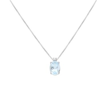 Collana Punto Luce Acquamarina Oro Bianco Acquamarina Diamante