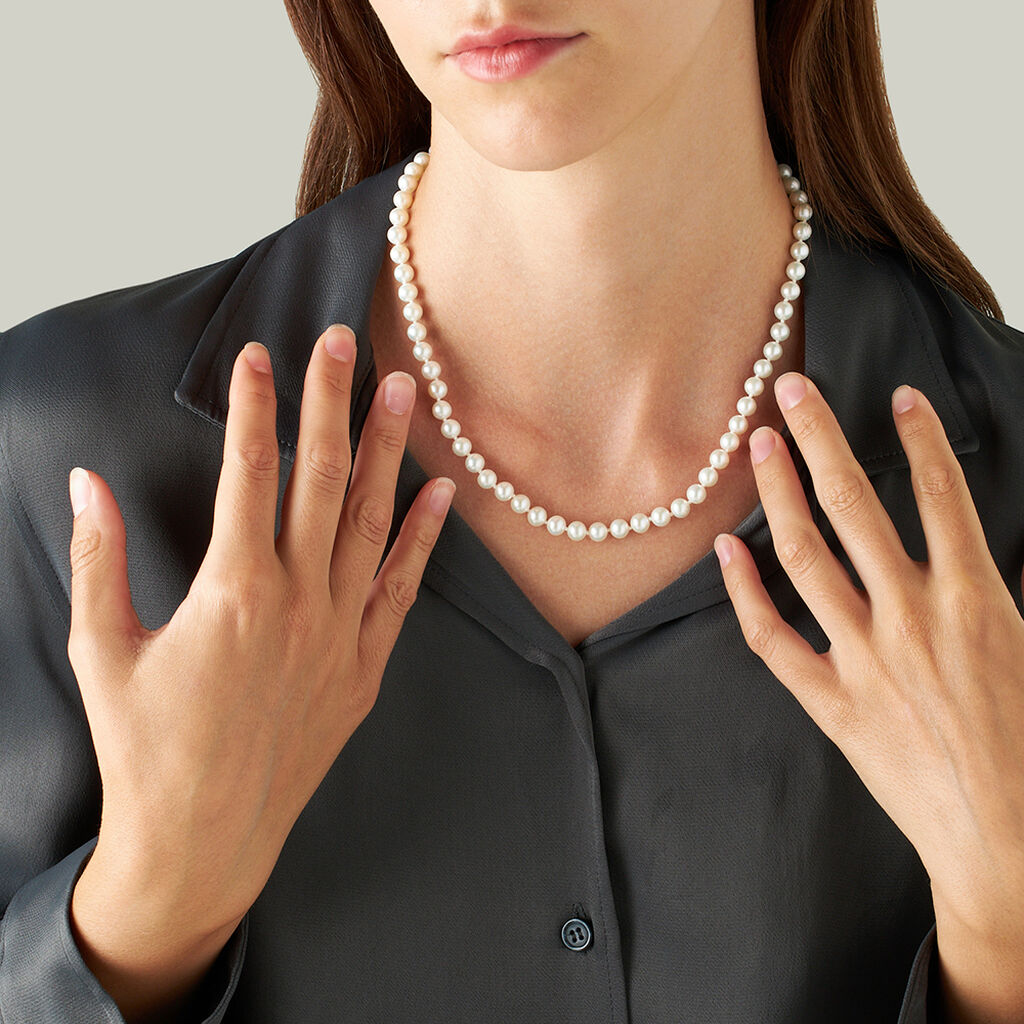 Collana Gabrielle Oro Bianco Perla D'Acqua Dolce Cubic Zirconia - Collane Donna | Stroili