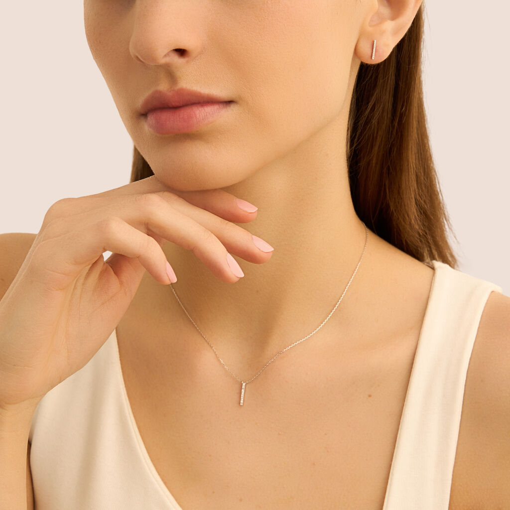 Orecchini Lobo Tennis Sophia Oro Bianco Diamante - Orecchini a Lobo Donna | Stroili