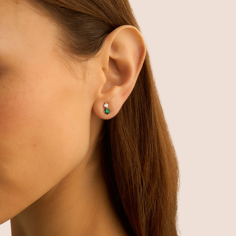 Orecchini Lobo Doppio Punto Luce Claire Oro Giallo Cubic Zirconia - Orecchini a Lobo Donna | Stroili