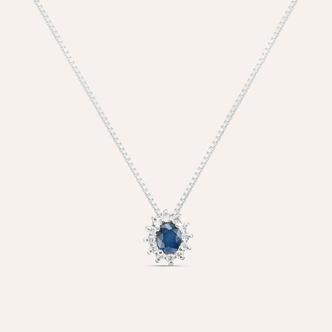 Collana Elizabeth Crown Oro Bianco Zaffiro Diamante - Collane Donna | Stroili
