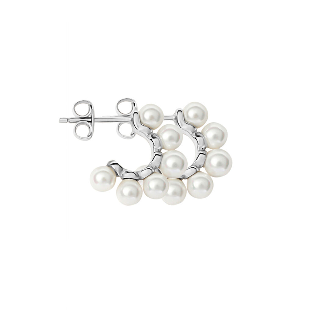 Orecchini A Cerchio Silver Pearls Argento Bianco Perla sintetica - Orecchini a Cerchio Donna | Stroili