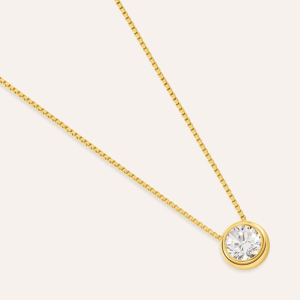 Collana Punto Luce Silver Glow Argento Dorato Cubic Zirconia