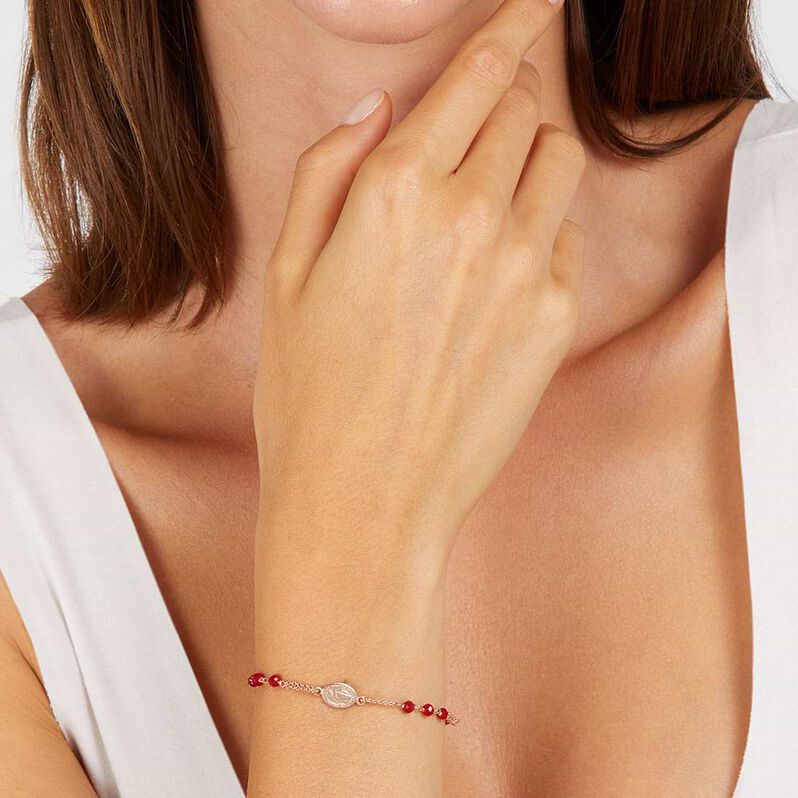 Bracciale Rosario Silver Soul Argento Rosa Cristallo - Bracciali con Rosario Donna | Stroili