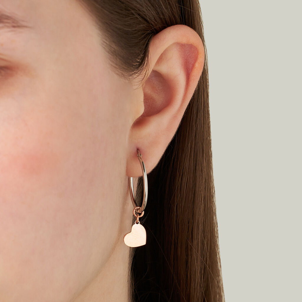 Orecchini A Cerchio Silver Collection Argento Bicolore Bianco / Rosa - Orecchini a Cerchio Donna | Stroili