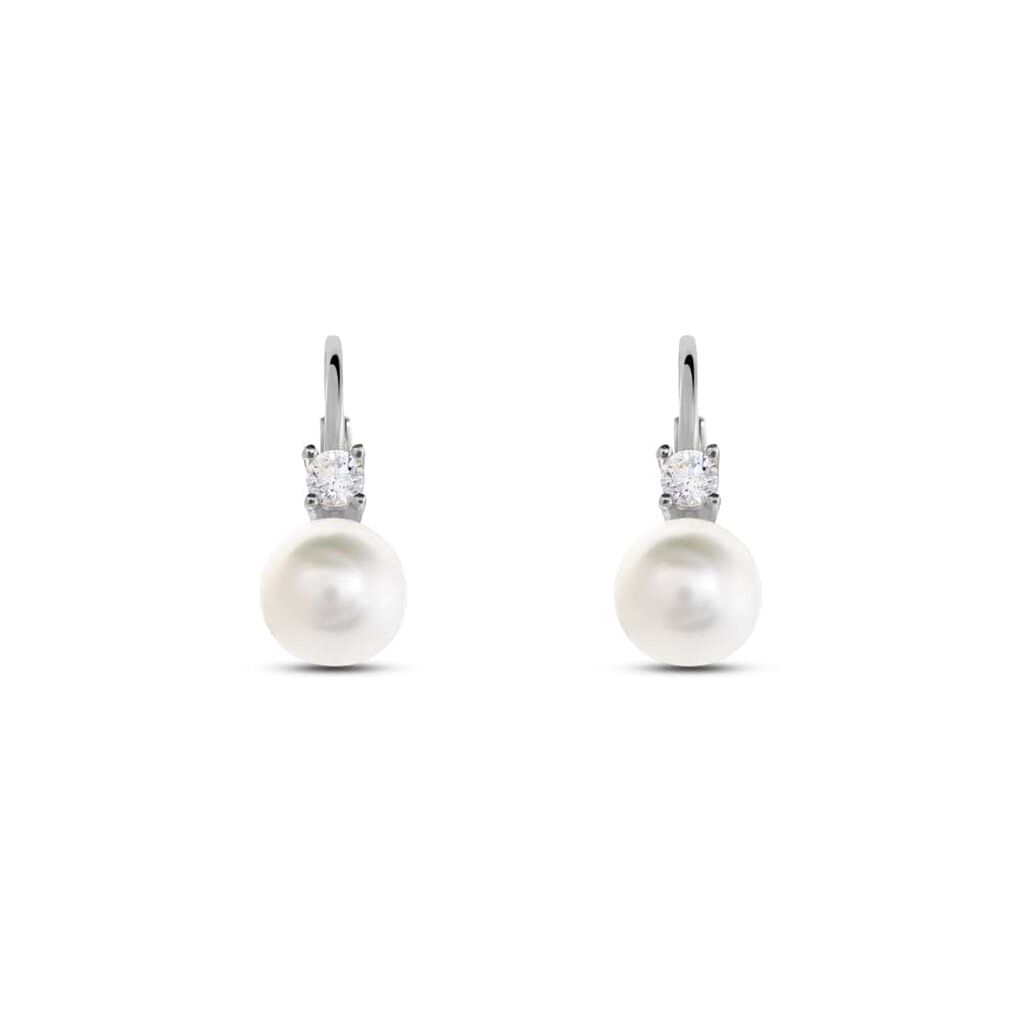 Orecchini Pendenti Gabrielle Oro Bianco Perla D'Acqua Dolce Cubic Zirconia - Orecchini Pendenti Donna | Stroili