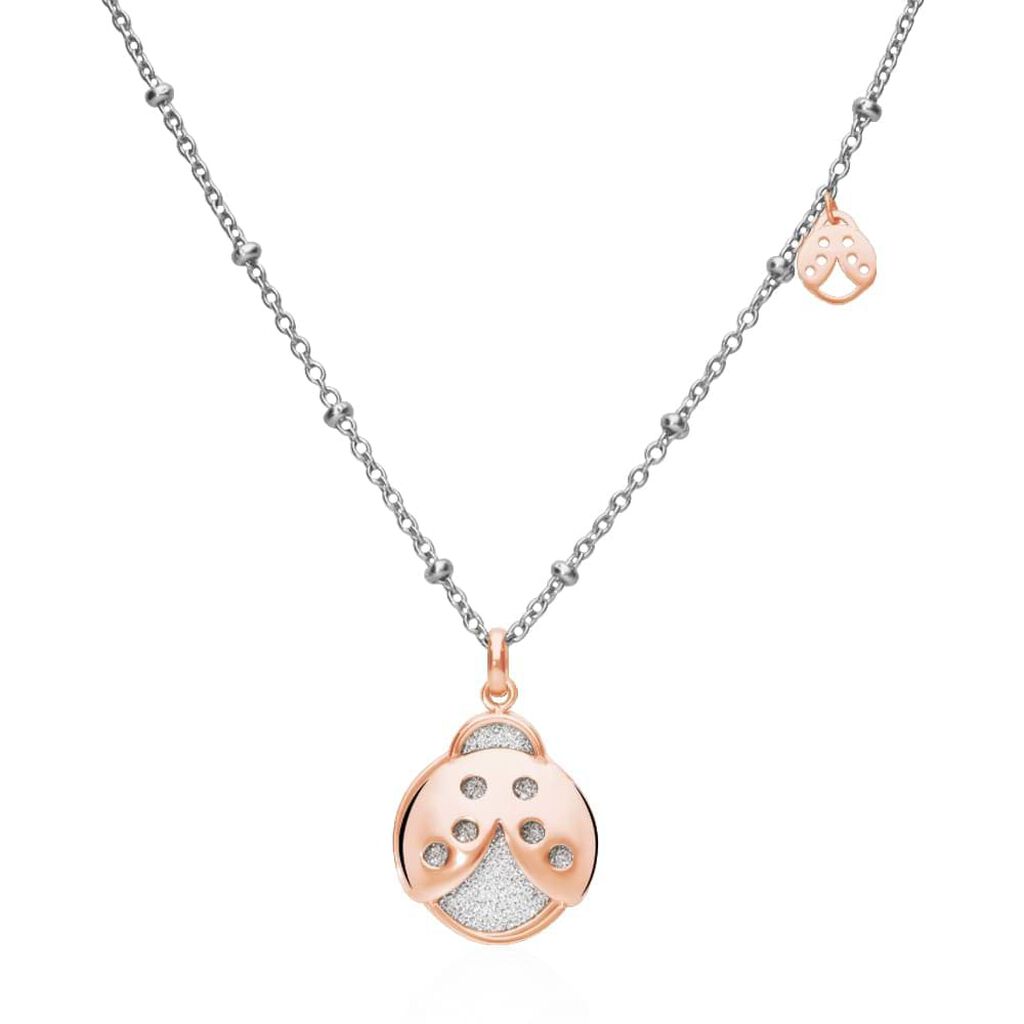 Girocollo in acciaio bicolore con charm coccinella con glitter - Collane Donna | Stroili