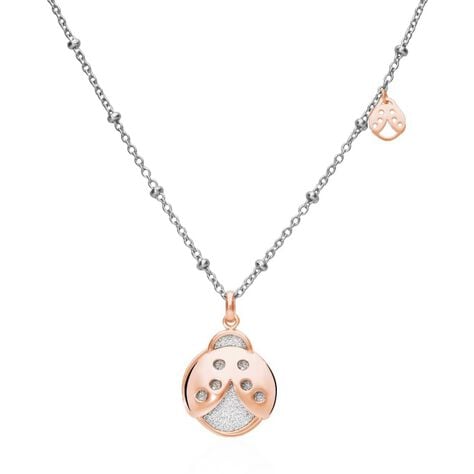 Girocollo in acciaio bicolore con charm coccinella con glitter - Collane Donna | Stroili